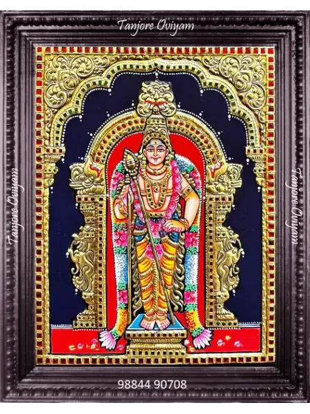 Handmade Thiruchendur Murugan Tanjore painting